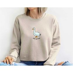 silly goose sweatshirt, youth crewneck sweatshirt, goose pullover, funny unisex sweater, gift for her. mothers day gift