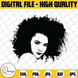 afro woman svg, afro girl svg, afro queen svg, afro lady svg, curly hair svg, black woman, for cricut, for silhouette, c