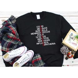 covid measles varicella meningococcus, vaccinated shirt, vaccinated af shirt, still not hugger shirt