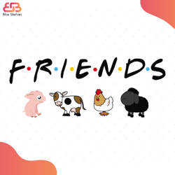 friends animal svg, animal svg, pink pig svg, cow svg, chicken svg, black sheep svg,