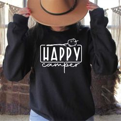 happy camper sweatshirt, marshmallow camper sweatshirt, family sweatshirt, adventure sweatshirt, vacation sweatshirt.