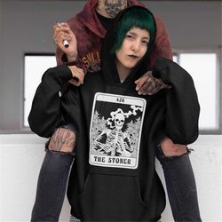 stoner tarot card hoodie. tarot cards clothing. skeleton hooded sweat. weed graphic hoodies. stoner gifts. stoner girl 4