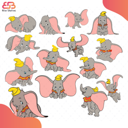 dumbo svg, cartoon svg, pink elephant svg, disney svg, disneyland svg, famous cartoon
