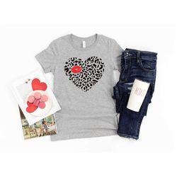 Leopard Heart Shirt,Valentine's Day Shirt,Valentines Day Shirts For Woman,Heart Shirt,Cute Valentine Shirt,Valentines Da
