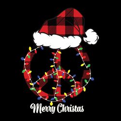 merry christmas lights, peace sign, hippie life symbol, buffalo plaid santa hat svg, silhouette svg fies