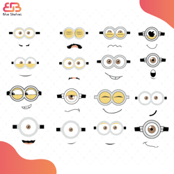 minions face bundle svg, cartoon svg, kevin svg, stuart svg, bob svg, jerry svg, carl