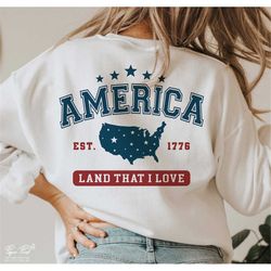 America Land that I Love Svg, 4th of July Svg, America Svg, USA Svg, Retro American Patriotic Png, Independence Day Svg,