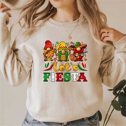 let's fiesta sweatshirt, youth crewneck sweatshirt, cinco de mayo pullover, cinco de mayo unisex sweater, gift for her,