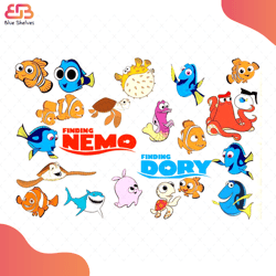 finding nemo, finding dory bundle svg, disney svg, dory svg, nemo svg, hank svg, dest