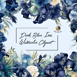 dark blue iris watercolor clipart