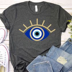 evil eye shirt, hamsa shirt, turkish evil eye, protection shirt, good vibes only, good energy shirt, santorini t shirt,