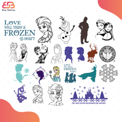 frozen bundle svg, disney svg, elsa svg, anna svg, snowman svg, olaf svg, snow svg, p