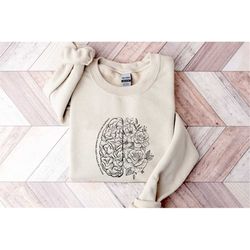 brain anatomy sweatshirt, funny nurse hoodie, womens nursing school sweatshirt, nursing student anatomical layout brain,