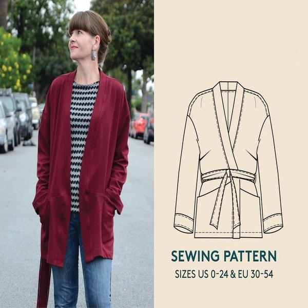 Jacket sewing pattern| Kimono jacket pdf sewing pattern| Siz | Inspire ...