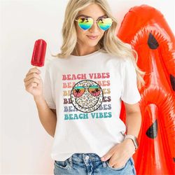 beach vibes retro summer vacation gift shirt, vacation shirt, beach shirt, beach lover, funny travel tee