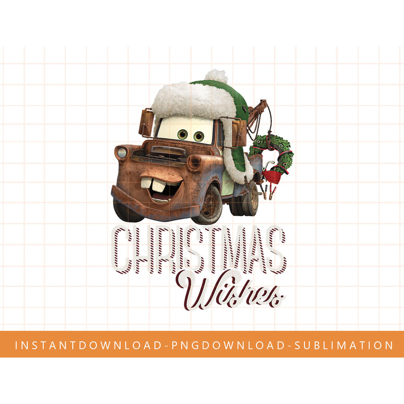 Disney Pixar Cars Tow Mater Christmas Wishes Portrait png, sublimate, digital print.jpg