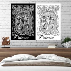 wall hanging sagittarius tapestry print, witchy zodiac tapestry, occult decor, astrology, star sign, art print, poster,