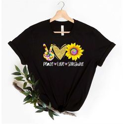 peace love sunshine, premium cotton tee , soft tee shirt, plus size available, sunflower tee, sunshine sunflower, tie dy