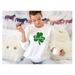 lucky shamrock shirt, happy go lucky shirt, st patrick's shirt, saint patrick's shirt, irish day shirt, clover shirt, lu