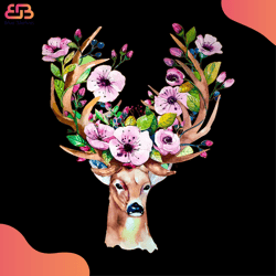boho flower deer style svg, flower svg, deer svg, flower deer head svg, flowers boho