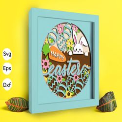 happy easter papercut light box