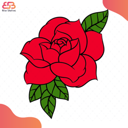 rose red buds green leaves svg, flower svg, rose svg, green leaves svg, birthday gift