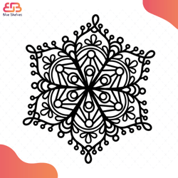 snowflake mandala svg, flower svg, snowflake svg, mandala svg, snow pattern svg, birt