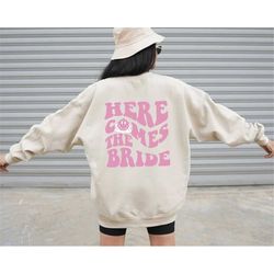 here comes the bride sweatshirt, y2k bride, retro bride shirt, smile face shirt, bachelorette party, aesthetic preppy sh