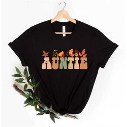 auntie shirt, auntie gifts, comfort colors retro auntie t shirt for birthday, cool aunt gifts from nephew niece, autumn