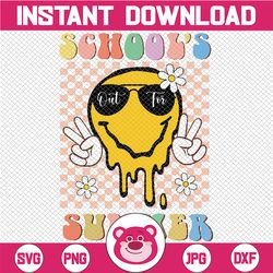 last day of school schools out for summer teacher svg, school summer smile face svg, summer digital file, goodbye shool