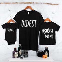 oldest middle youngest t-shirt, sibling shirts set of 3, 3rd baby, youngest baby, new addition, new to the crew,pregnanc