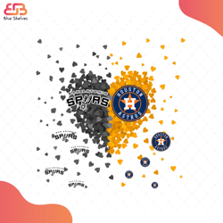 san antonio spurs and houston astros heart svg, sport svg, san antonio spurs svg, hou