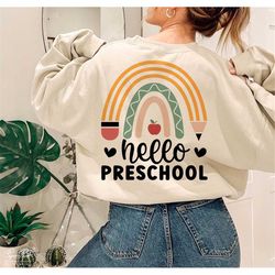 hello preschool svg, hello pre-k svg, teacher svg, back to school svg, first day of school svg, preschool cut files, png