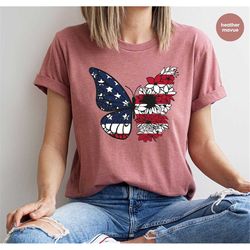 usa butterfly shirt, american flag graphic tees, 4th of july tee, patriotic t-shirt, independence day gift, floral butte