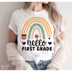hello first grade svg, 1st grade svg, teacher svg, back to school svg, first day of school svg, teacher 1st grade cut fi