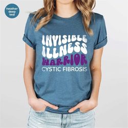 invisible illness warrior t-shirt, cystic fibrosis awareness month, cystic fibrosis survivor gift, may purple tshirt, fa