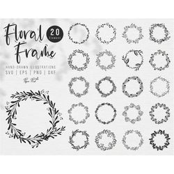floral frame svg, floral wreath svg, flower frame svg, floral border svg, flower wreath svg, circle frame svg, wedding f