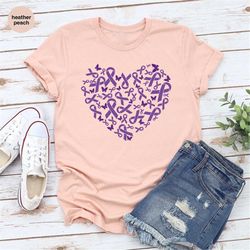 cystic fibrosis graphic tees, awareness vneck tshirts, cystic fibrosis survivor gifts, purple may clothing, invisible il