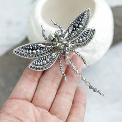 Dragonfly brooch, beaded dragonfly brooch, insect brooch, embroidered beaded brooch, brooch, handmade brooch
