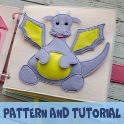 Quiet book page PDF, SVG Pattern and Tutorial, Dragon