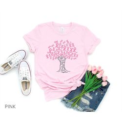 pink ribbon tree shirt, cancer tree shirt, breast cancer fighter support shirt, breast cancer awareness shirt, pink ribb