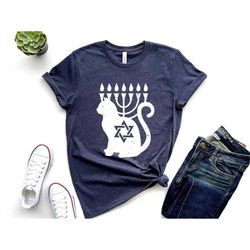 hanukkat shirt, chanukkah funny jewish cat meowzel tov jew gift t-shirt, happy hanukkah, funny jewish shirt, jewish cat