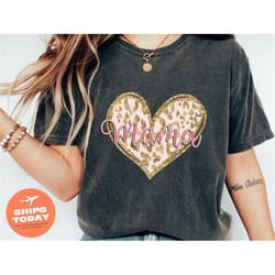 leopard heart mama shirt, womens leopard mom shirt, mama shirt, heart mama shirt, mama leopard shirt, mommy shirt, leopa