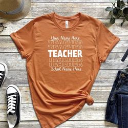 personalized teacher t shirt | your name school name | mr mrs name shirt | customized teacher gift | first day of school