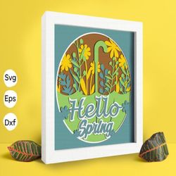 hello spring papercut light box