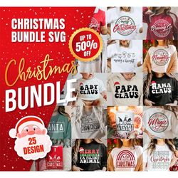 christmas svg bundle 25 designs, merry christmas bundle cut files, christmas svg, winter shirt svg, png sublimation cut