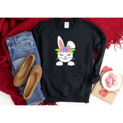 bunny floral wreath shirt, easter shirt, rabbit shirt, bunny shirt, happy easter shirt