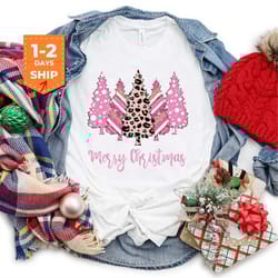ladies merry christmas shirt | women christmas shirt | cute christmas shirt | women holiday shirt | leopard print ch
