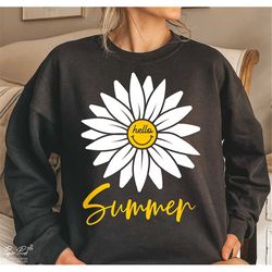 Hello Summer SVG PNG, Daisy Flower SVG, Spring Svg, Vacation Svg, Summer shirt Svg, Summer Gift for her Svg, Sunshine Sv