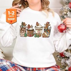gingerbread christmas coffee shirt christmas coffee sweatshirt coffee lover gift latte drink crewneck women holiday